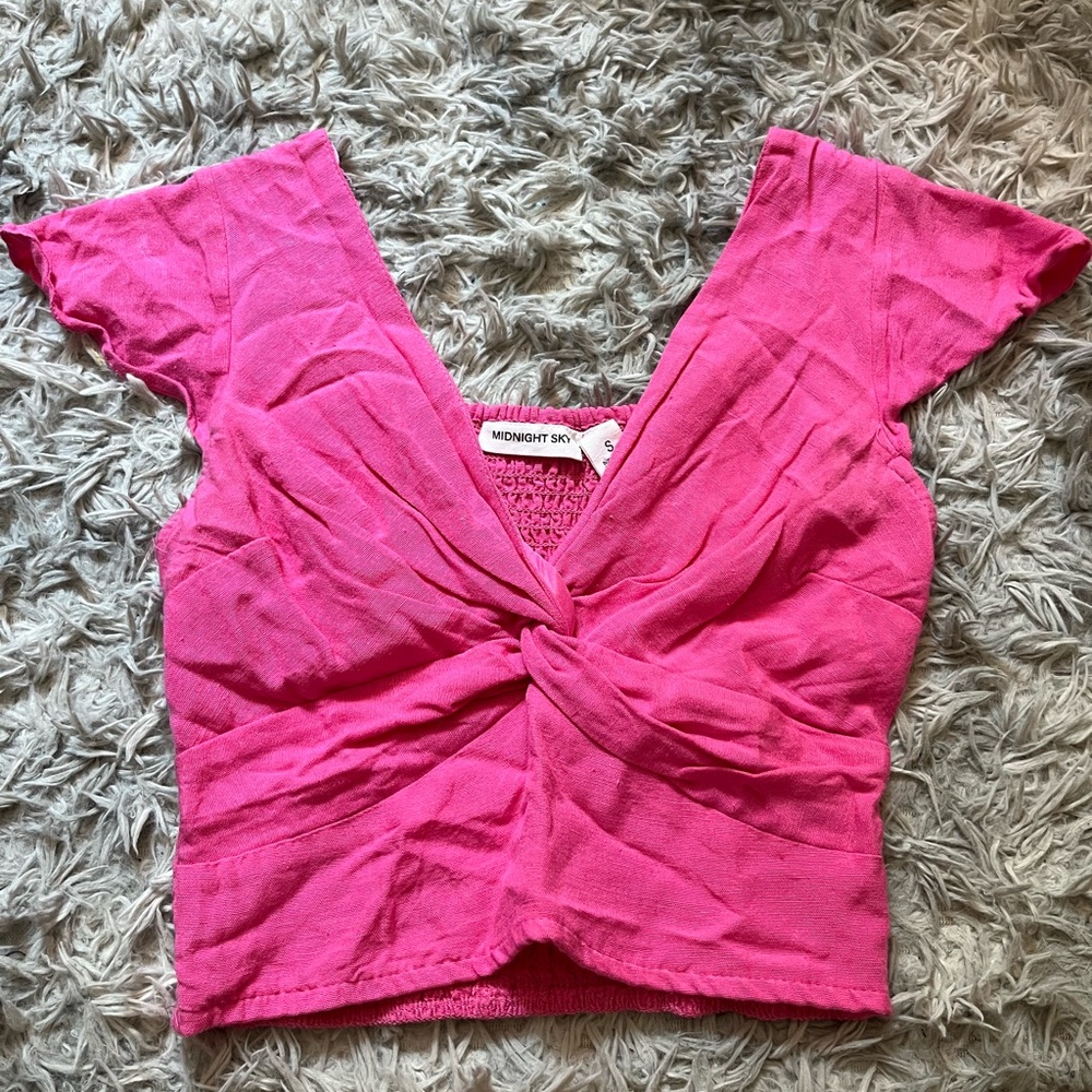 Pink Twist Front Blouse